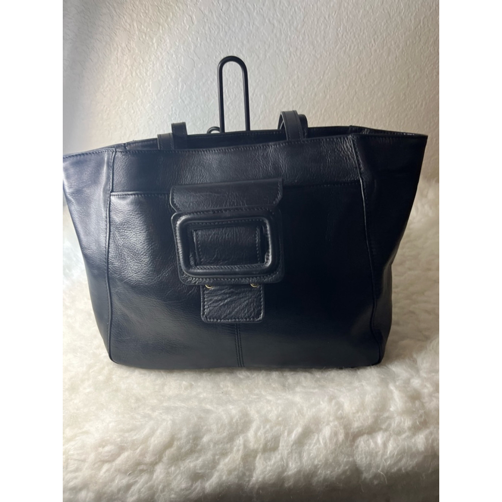 Anna Paola Italian black leather Large handbag tote